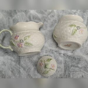 Belleek Ireland Porcelain SUMMER BRIAR Creamer Sugar Set